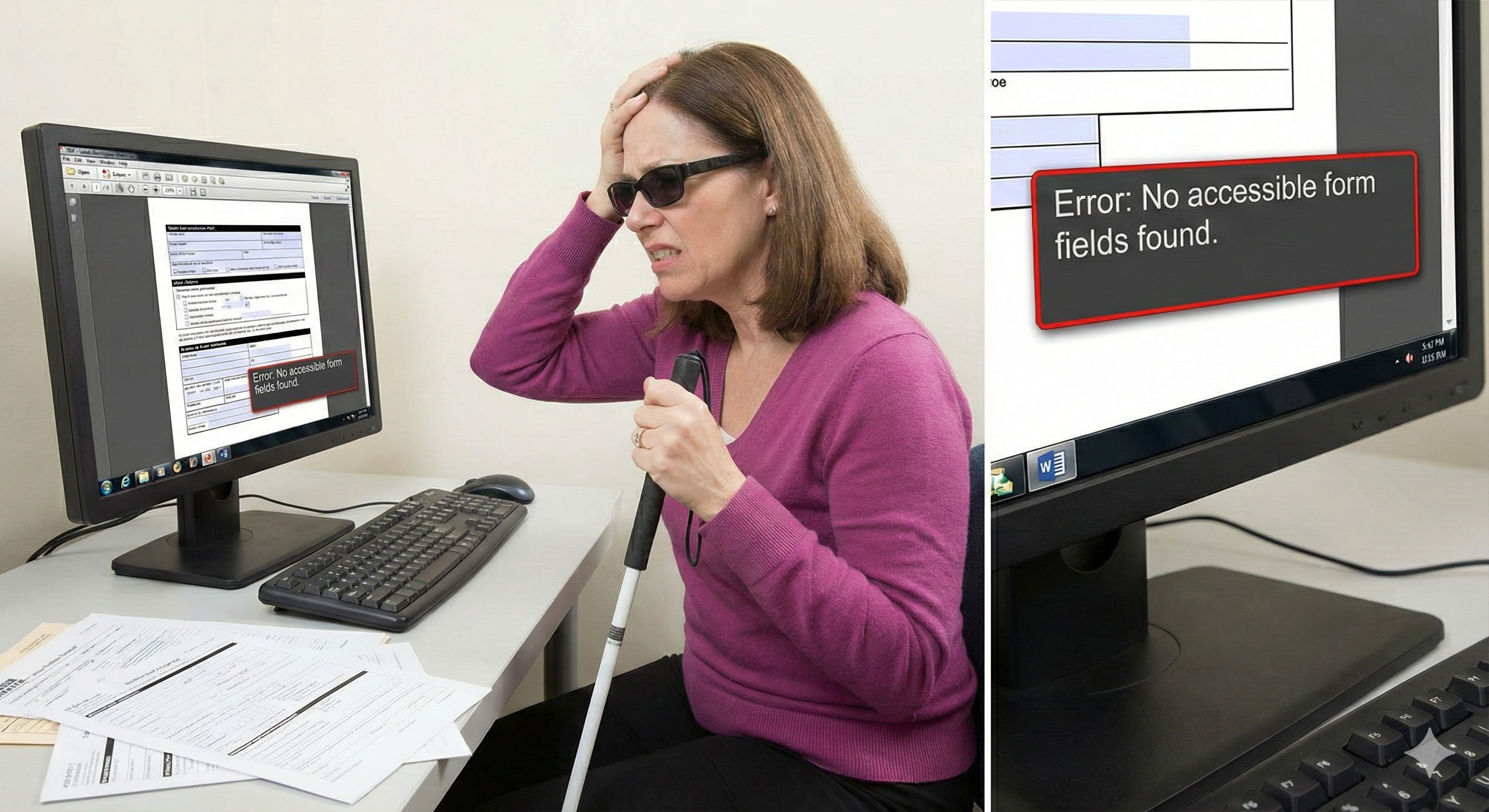 The frustrating reality: screen readers often can't find form fields in inaccessible PDFs